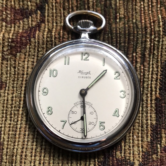 Rare Original 1960s Antique Vintage Kienzle German Hunter’s Pocket Watch. Works! - Picture 3 of 5
